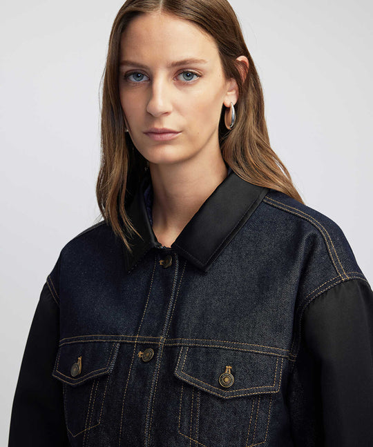 Mixed Media Denim Jacket