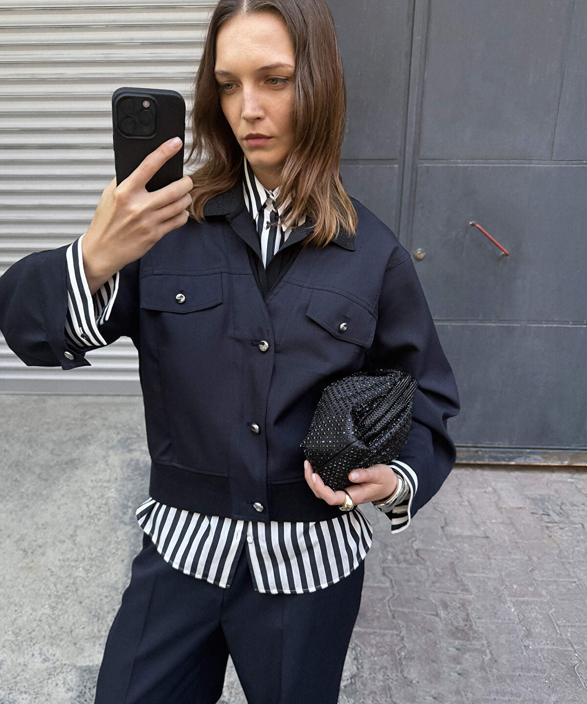 Mixed Media Bomber Jacket