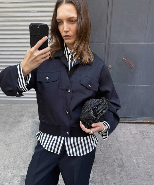 Mixed Media Bomber Jacket