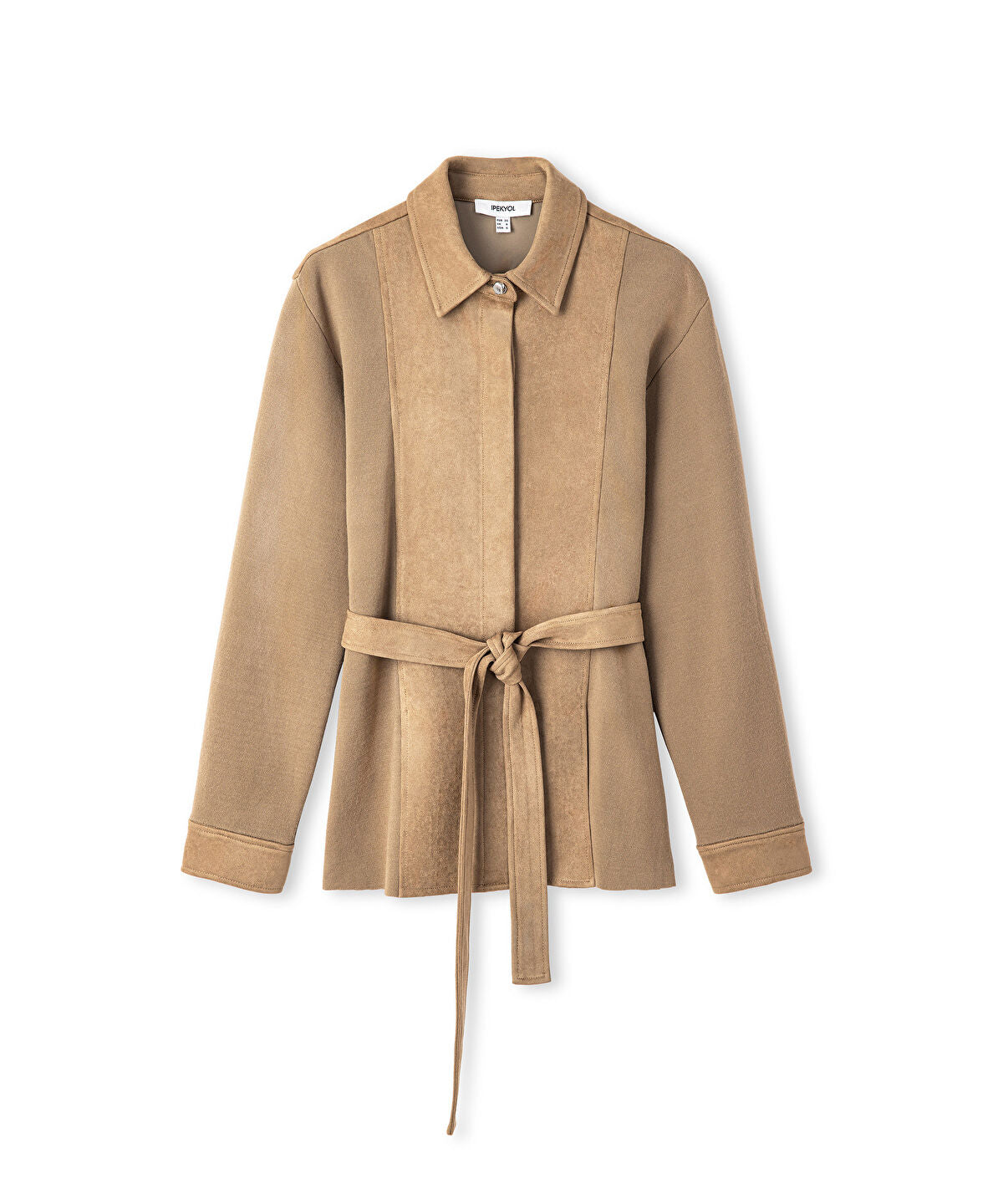 Mixed Media Belted Jacket