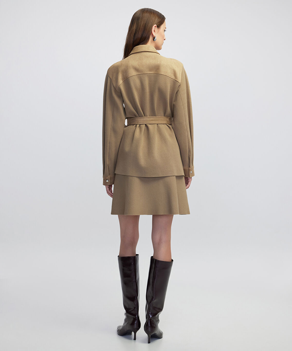Zoomed Mixed Media Belted Jacket