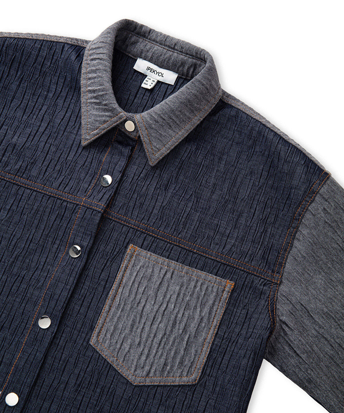 Color-Block Crushed Textured Jacket