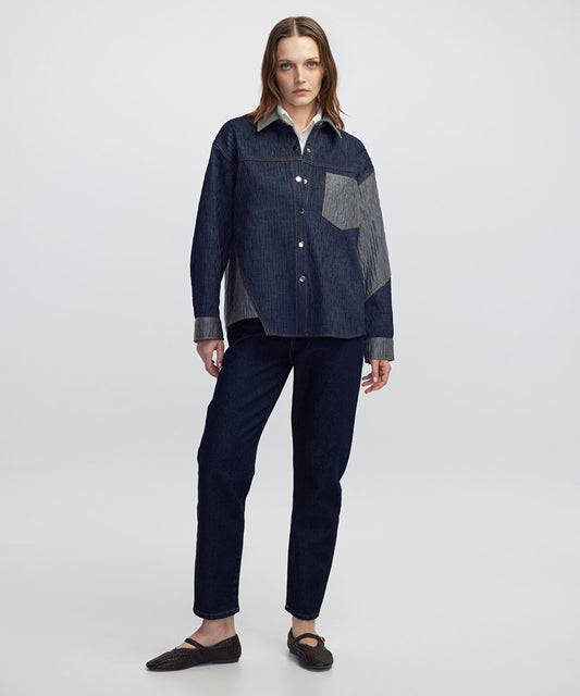 Color-Block Crushed Textured Jacket