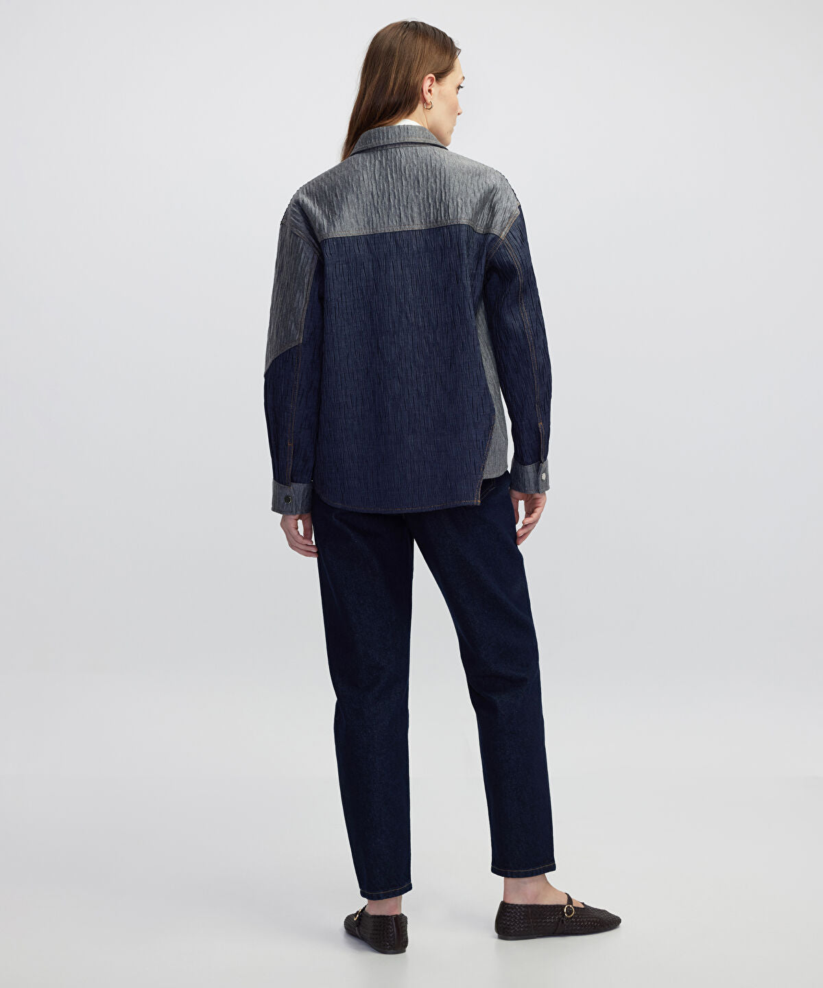Zoomed Color-Block Crushed Textured Jacket