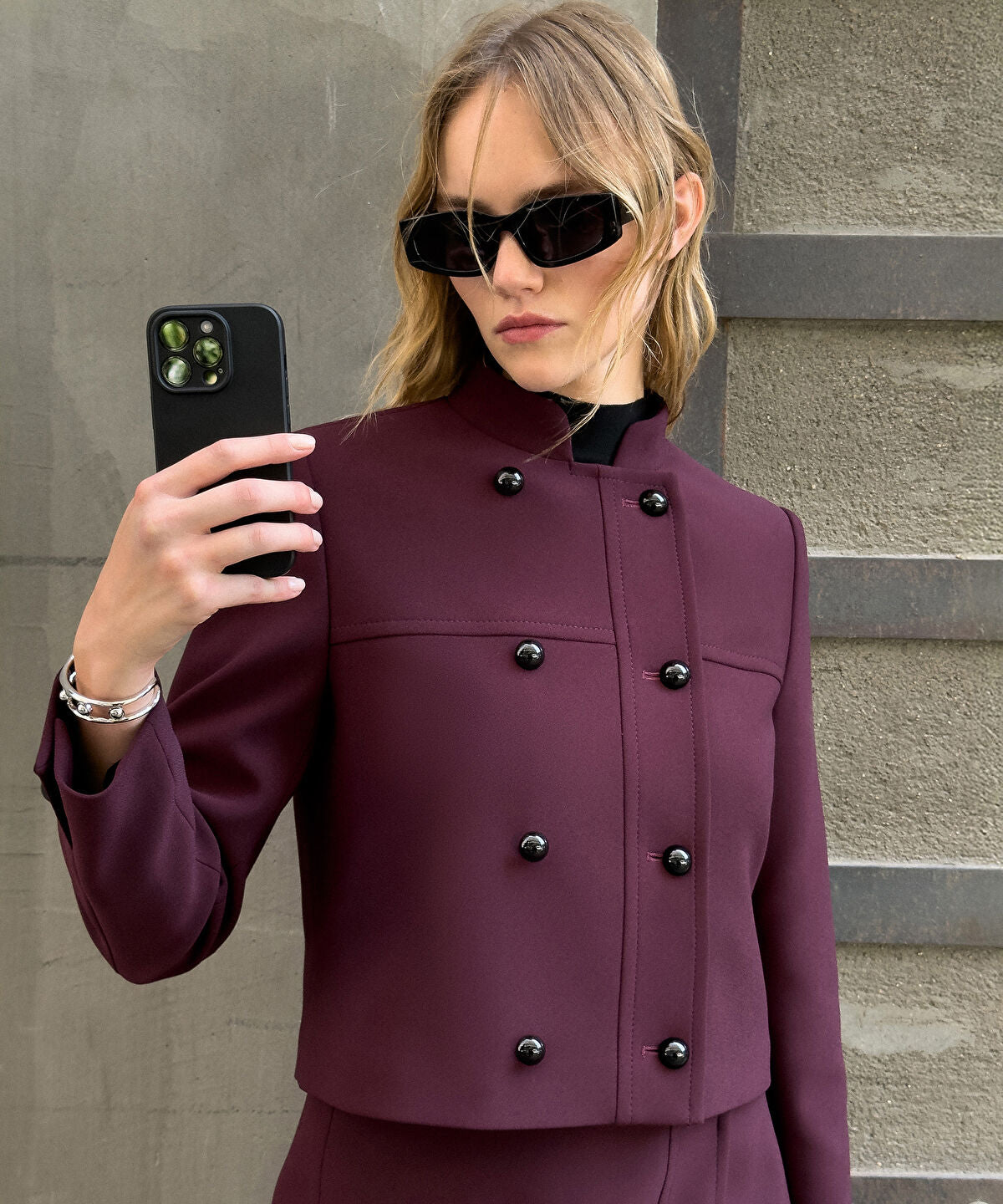 Zoomed Contrast Button Jacket