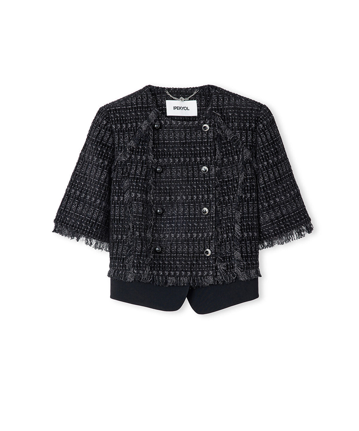 Zoomed Fringe-Trim Textured Jacket