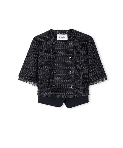 Fringe-Trim Textured Jacket