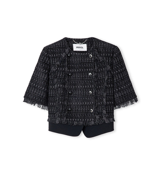 Fringe-Trim Textured Jacket
