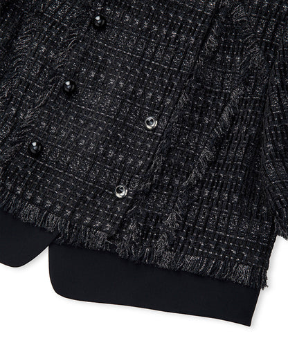 Fringe-Trim Textured Jacket