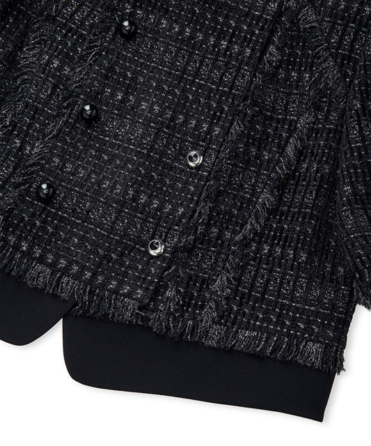 Fringe-Trim Textured Jacket