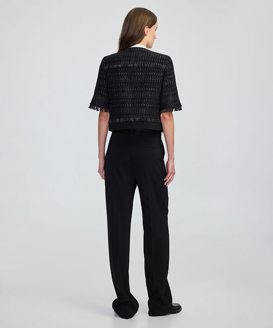 Fringe-Trim Textured Jacket