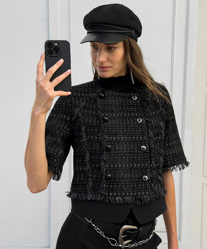Fringe-Trim Textured Jacket