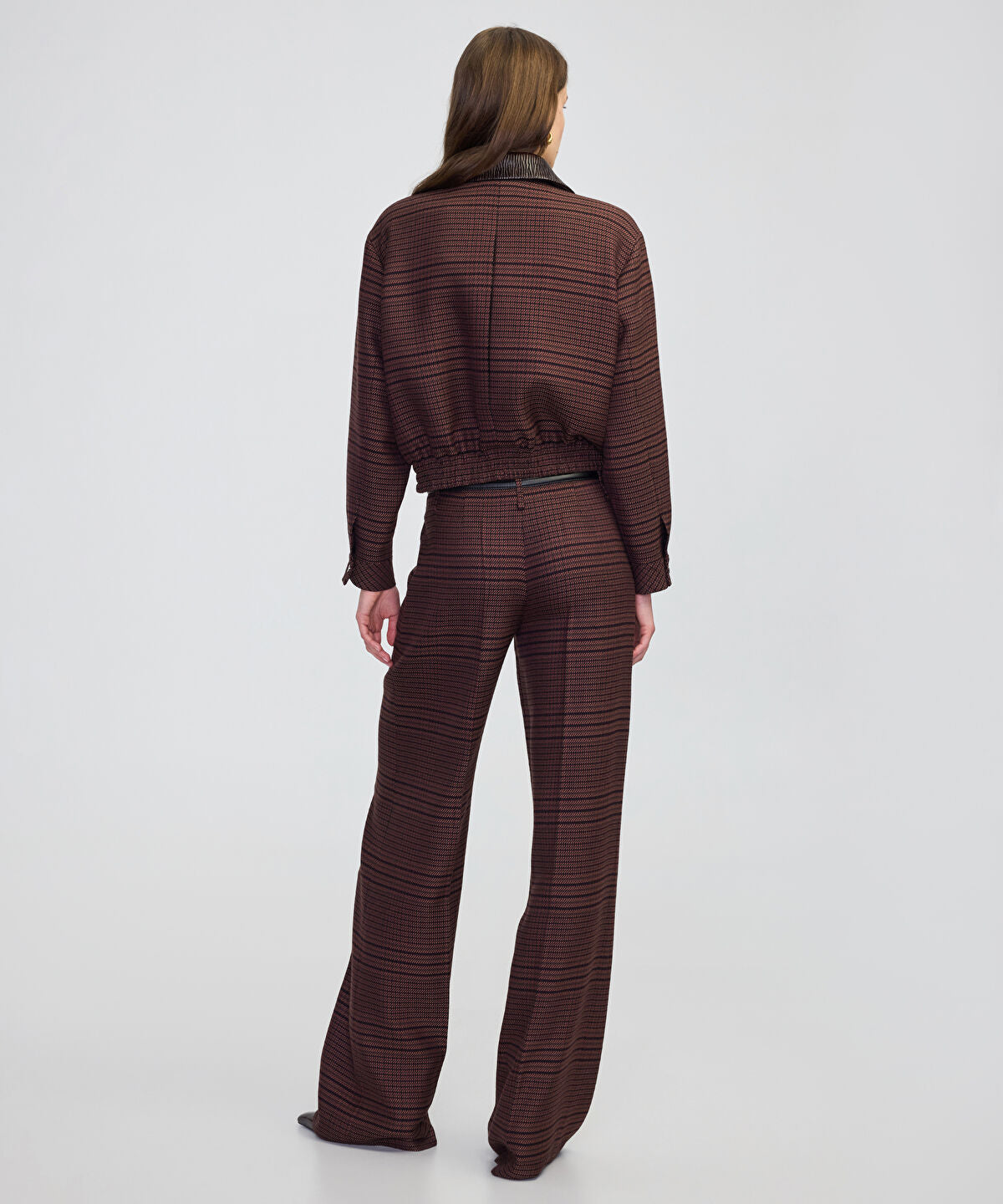 Zoomed Contrast Collar Checked Jacket