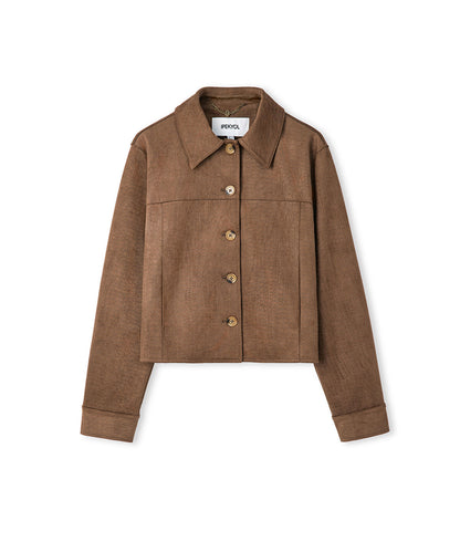 Croc-Effect Faux Suede Jacket