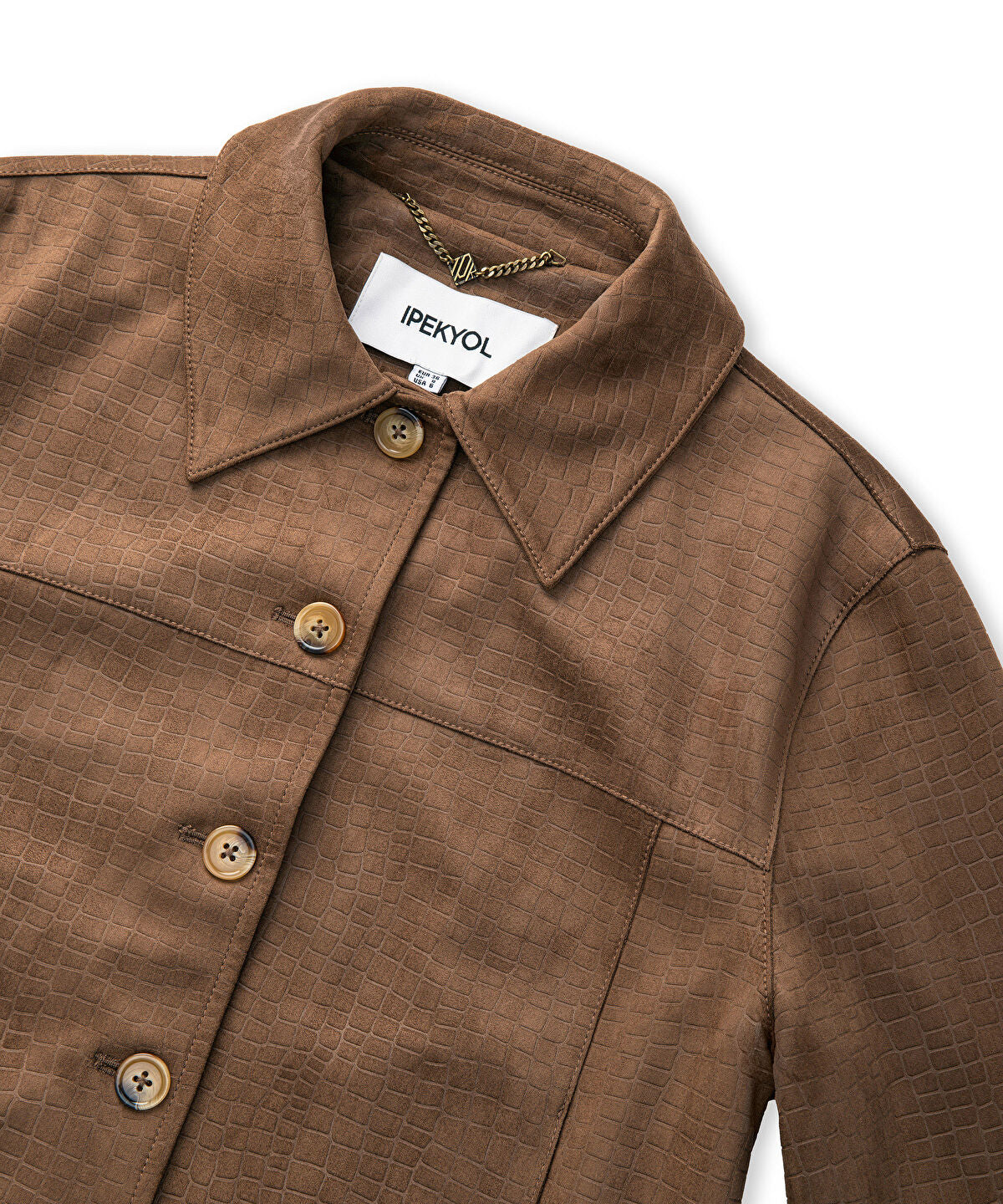 Zoomed Croc-Effect Faux Suede Jacket
