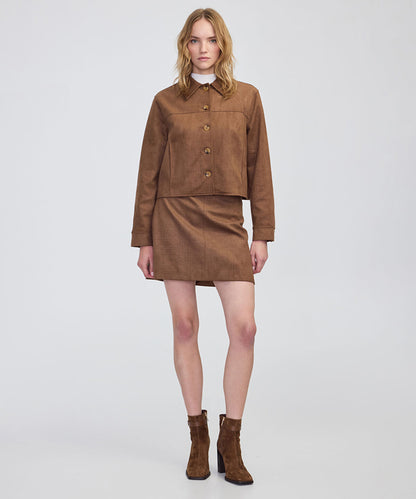 Croc-Effect Faux Suede Jacket