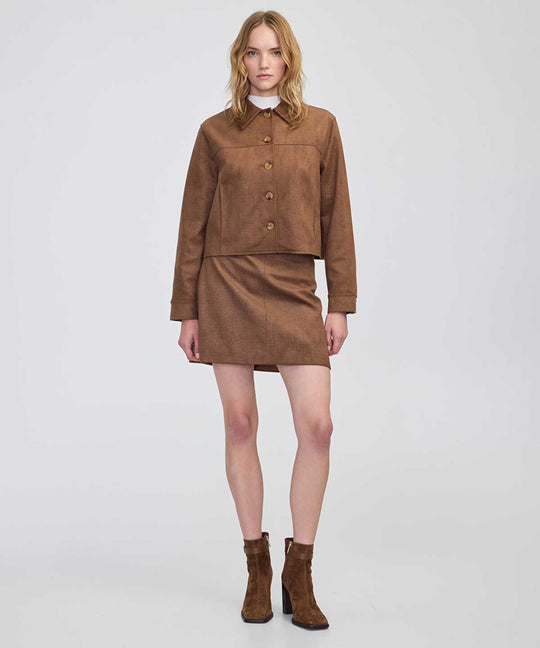 Croc-Effect Faux Suede Jacket