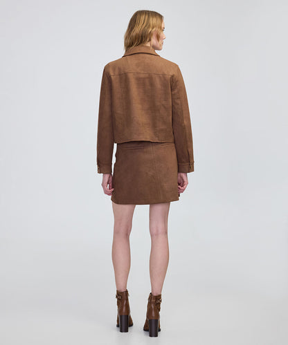 Croc-Effect Faux Suede Jacket