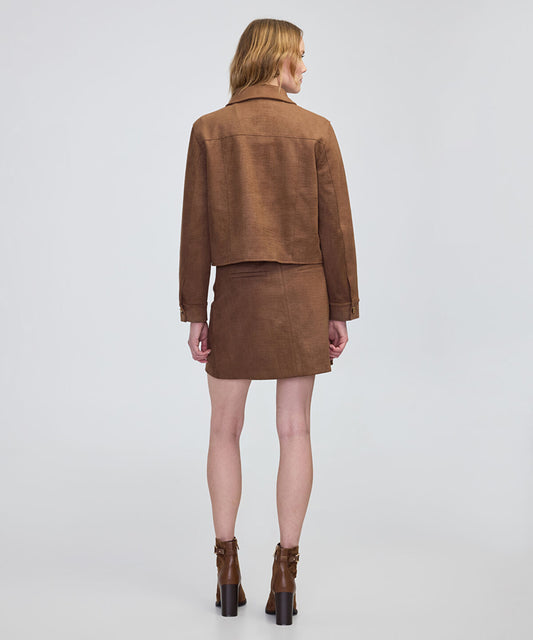 Croc-Effect Faux Suede Jacket