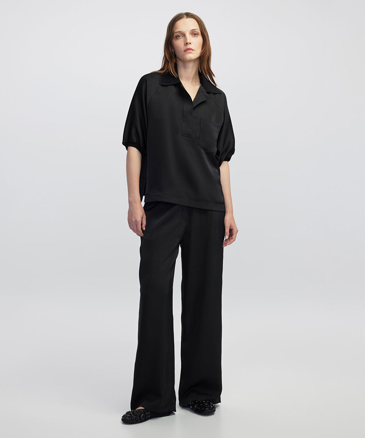 Zoomed Mixed Media Blouse