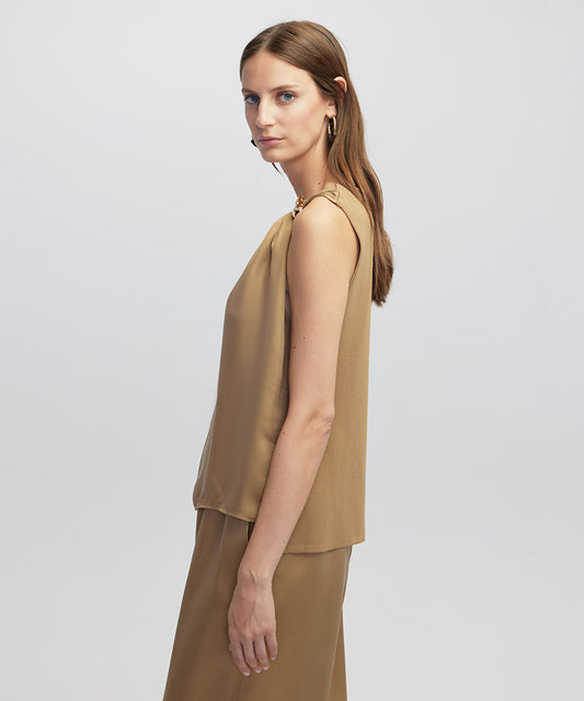 Mixed Blouse with Buckle