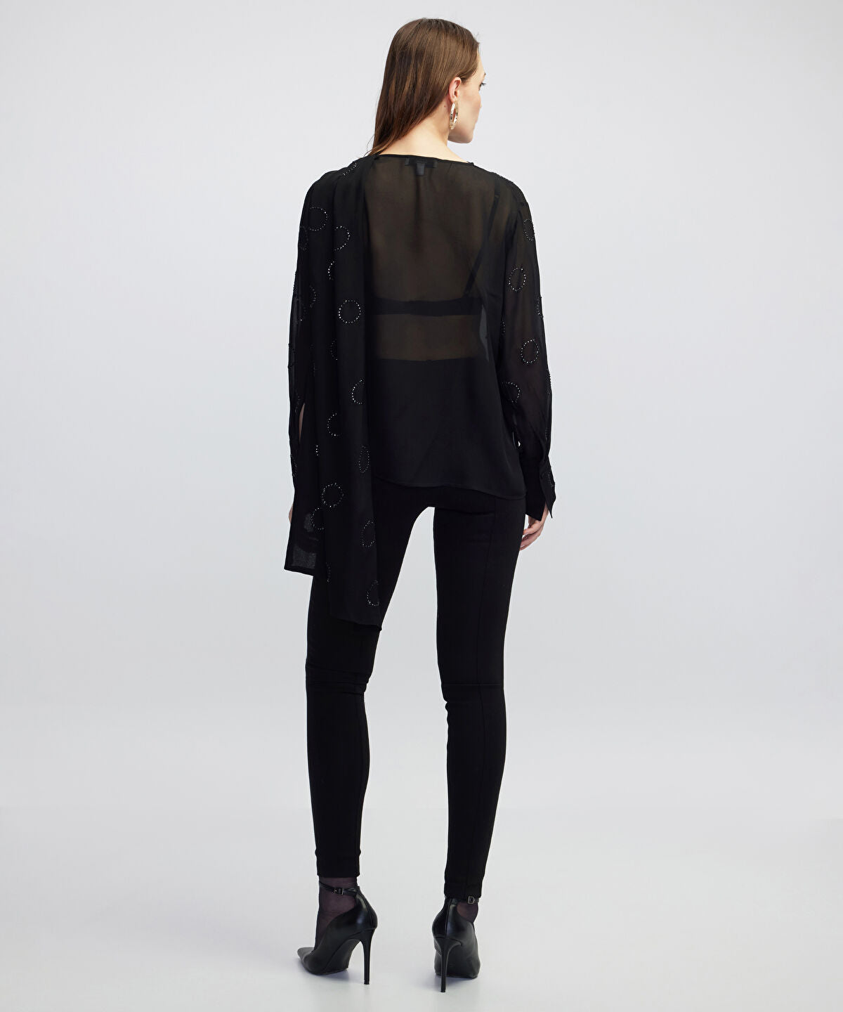 Zoomed Rhinestone Chiffon Blouse