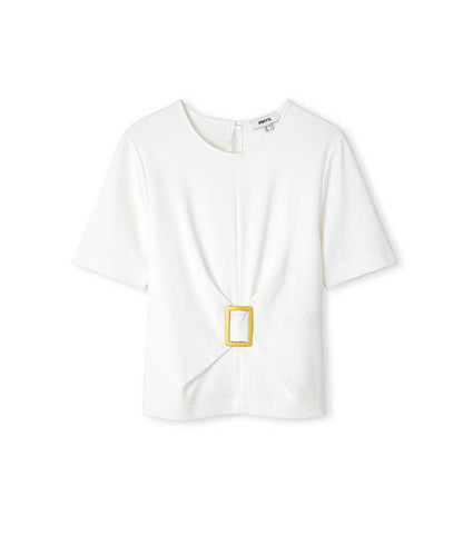 Short Sleeve Blouse with Buckle