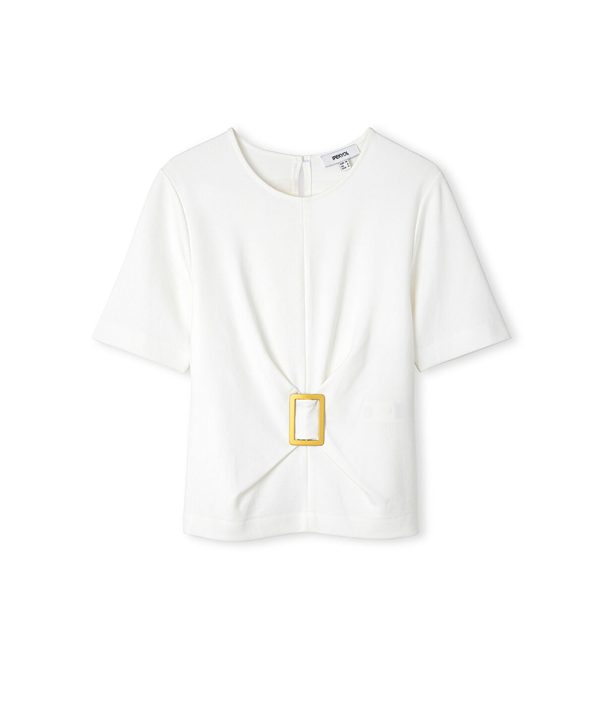 Zoomed Short Sleeve Blouse with Buckle