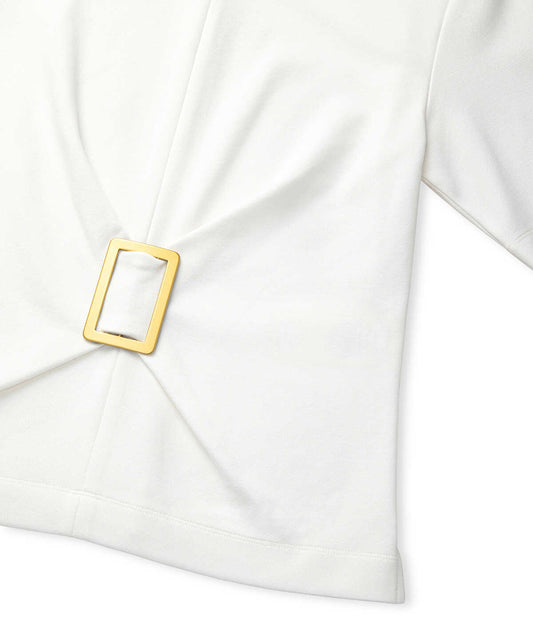 Short Sleeve Blouse with Buckle