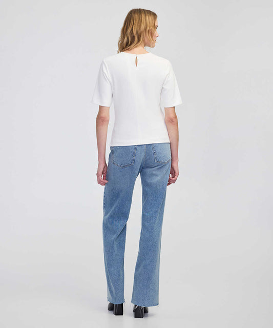 Short Sleeve Blouse with Buckle