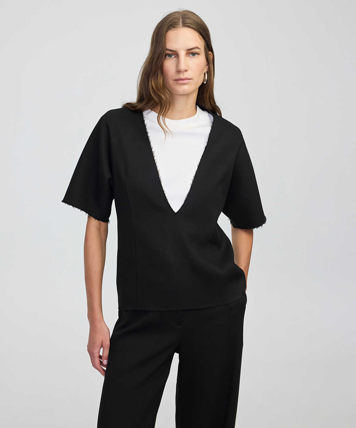 Zoomed Color-Block Layered Blouse