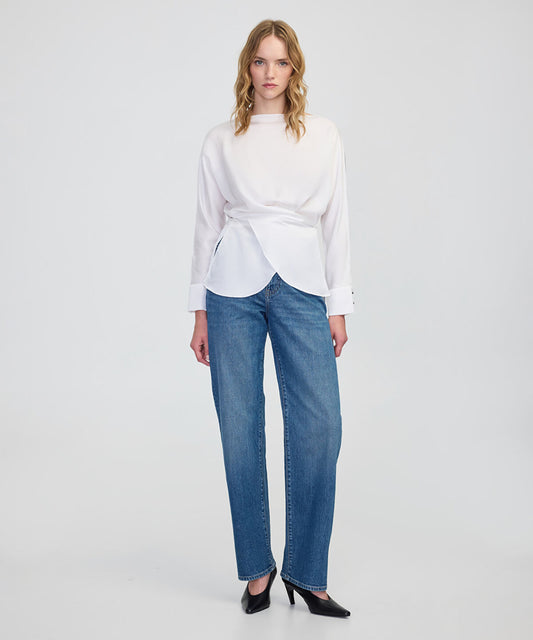 Satin-Effect Wrap Blouse