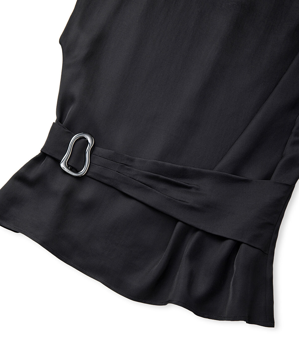 Zoomed Satin-Effect Belted Blouse