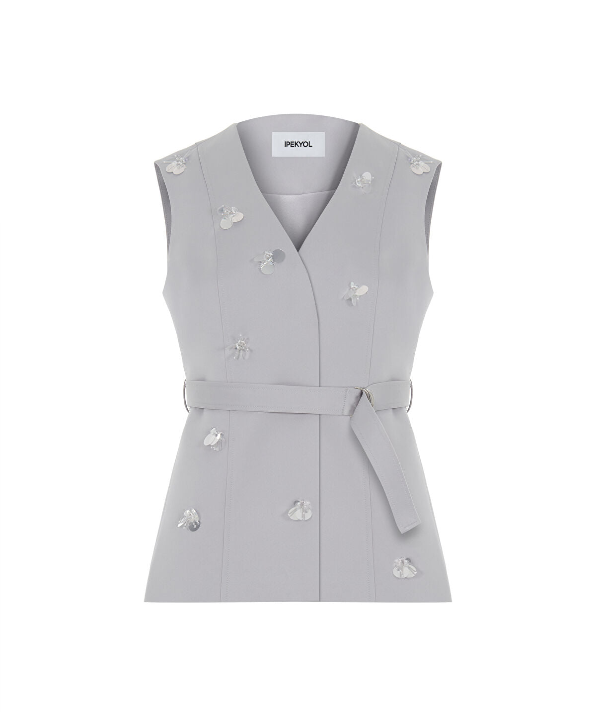 Embroidered Belted Vest