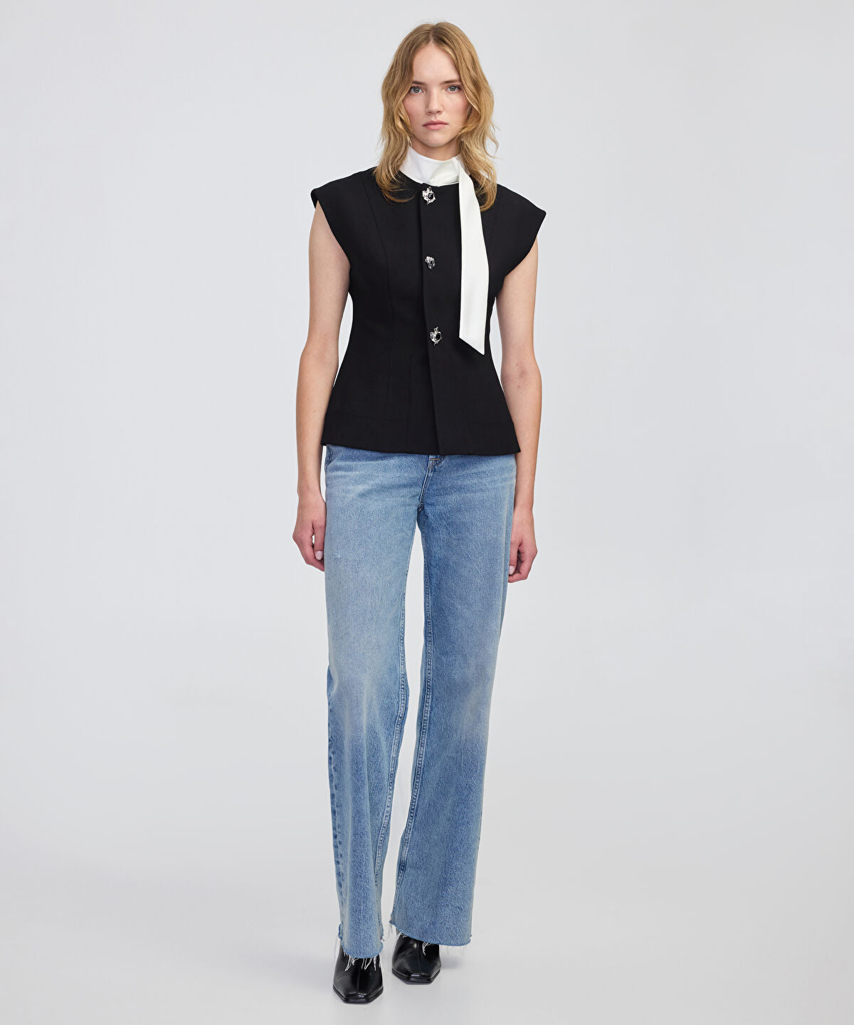 Zoomed Jewel-Button Color-Block Vest