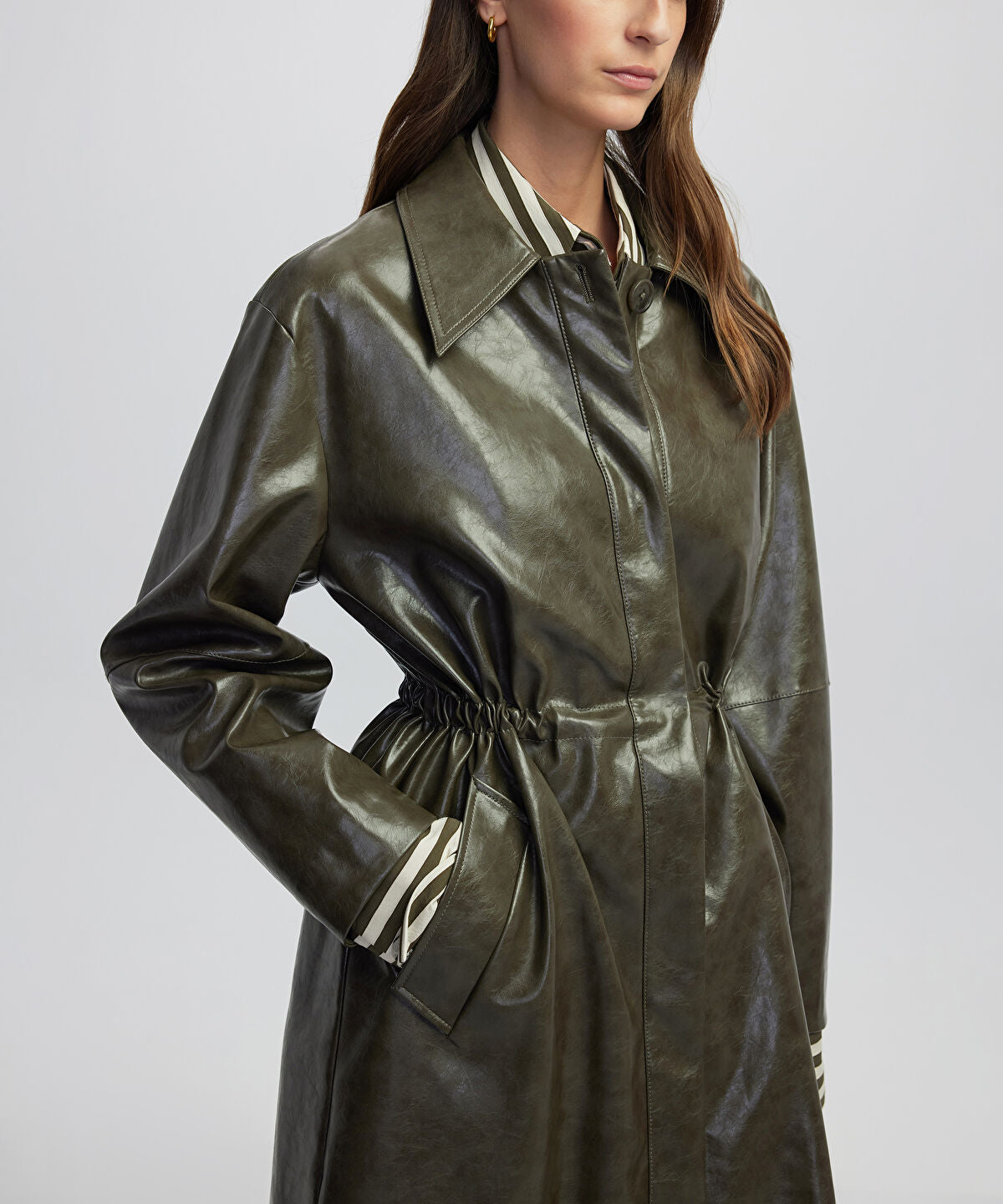 Zoomed Leather-Effect Coat