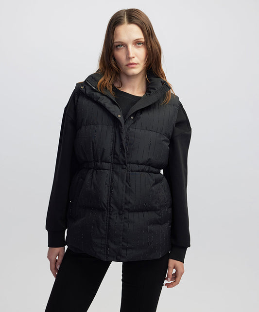 Rhinestone Embellished Puffer Vest
