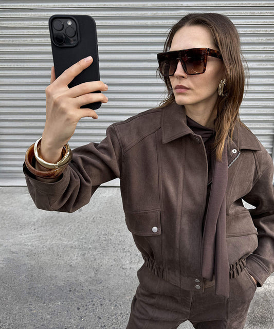 Suede-Effect Coat