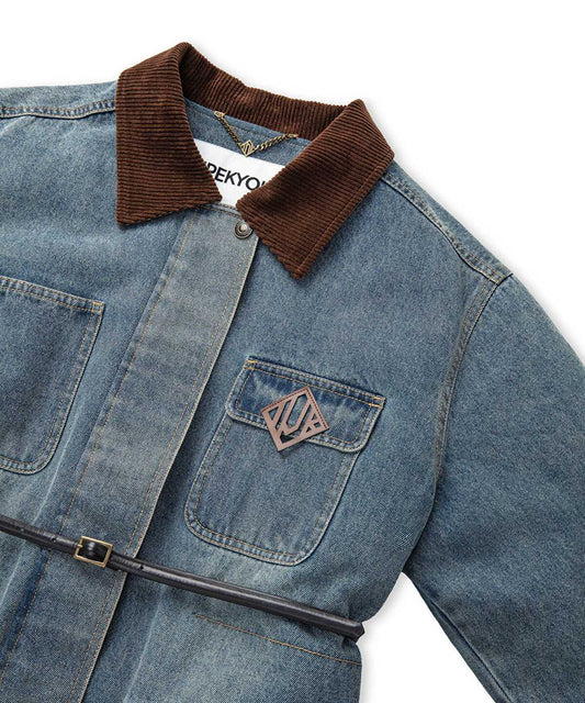 Velvet Collar Denim Coat