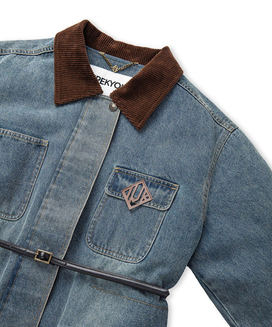 Velvet Collar Denim Coat