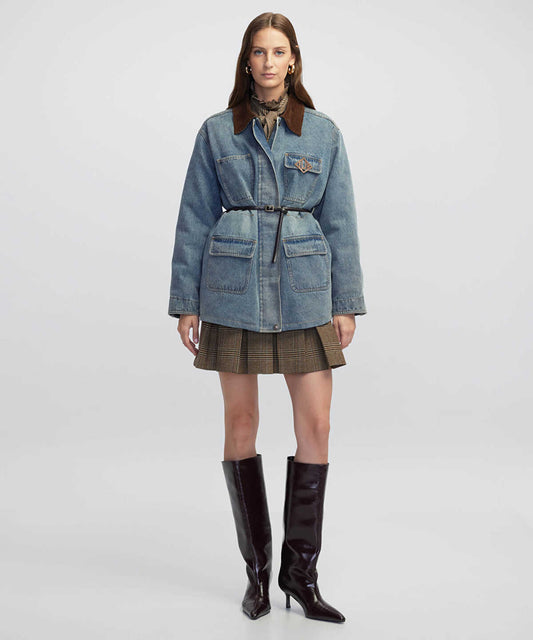 Velvet Collar Denim Coat