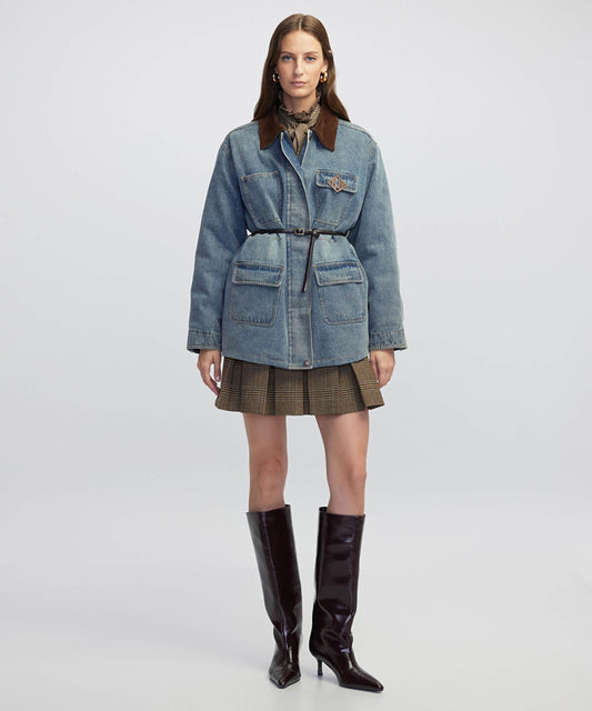Velvet Collar Denim Coat