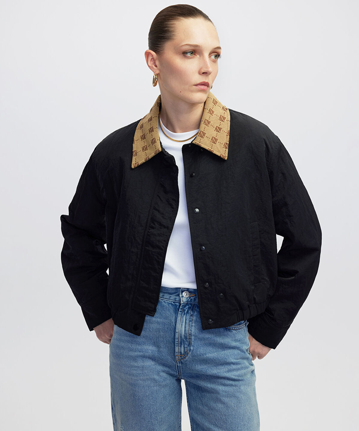 Monogram-Collared Bomber Coat