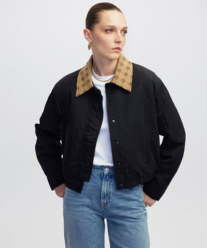 Monogram-Collared Bomber Coat