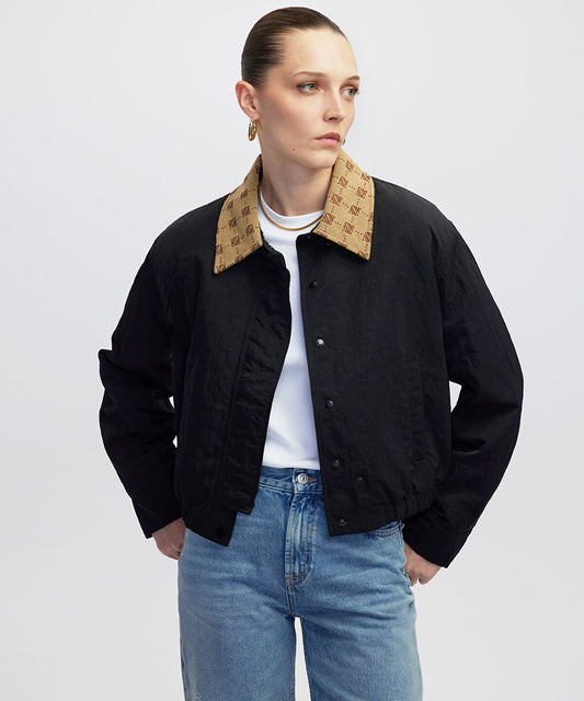 Monogram-Collared Bomber Coat