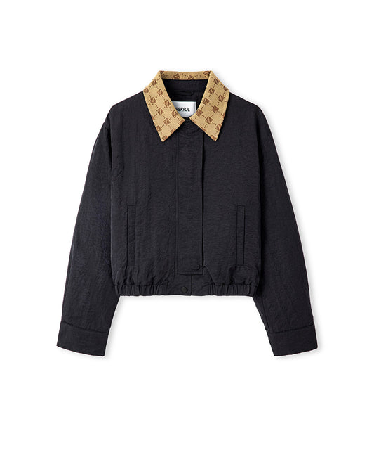 Monogram-Collared Bomber Coat