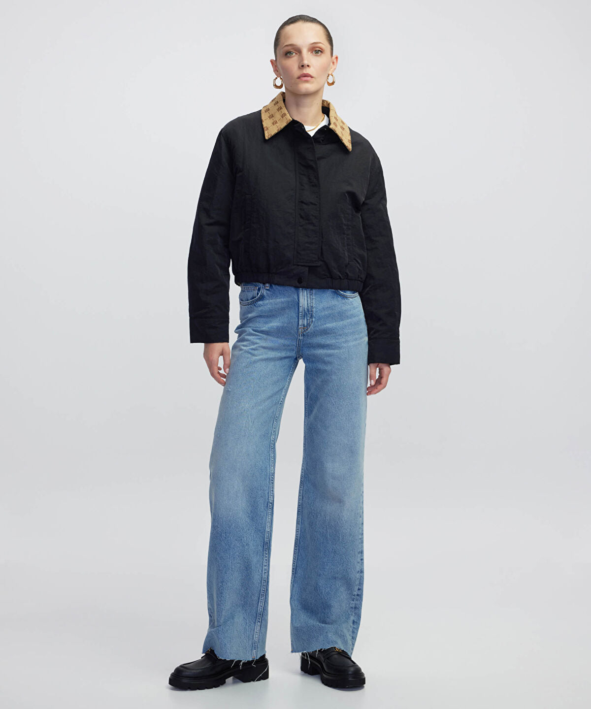 Monogram-Collared Bomber Coat