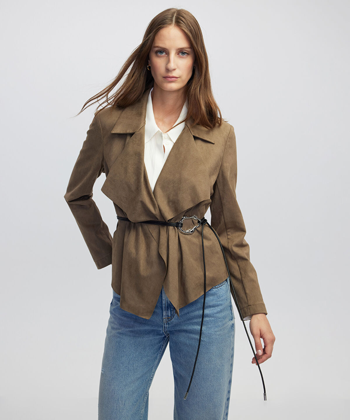 Suede-Effect Coat