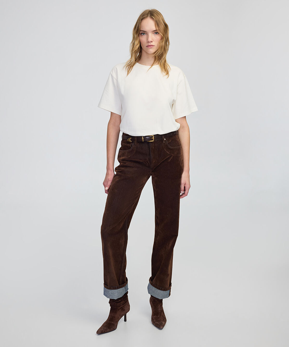 Zoomed Flocked Wide-Leg Jeans