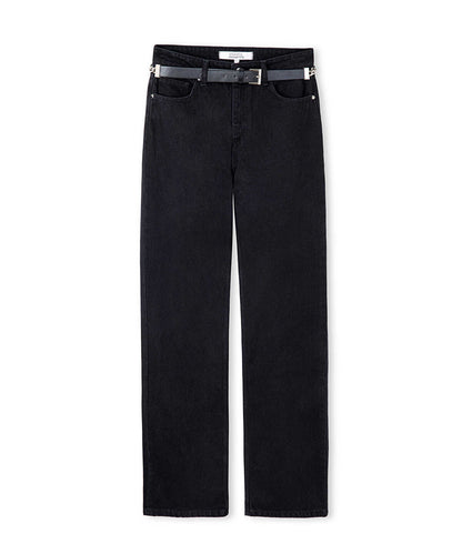 Belted Wide-Leg Jeans